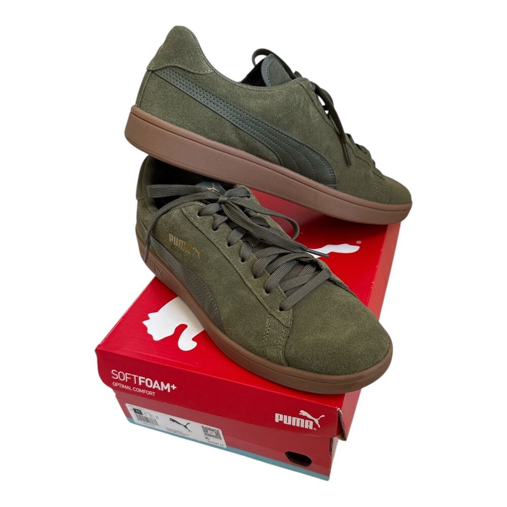 PUMA Smash V2 Sneakers Mens Sz 11 Forest Green Shoes Suede Leather Gum Sole NEW